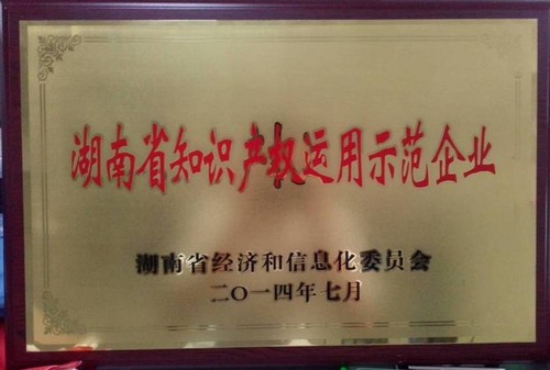 湖南省知识产权使用示范企业2014.7